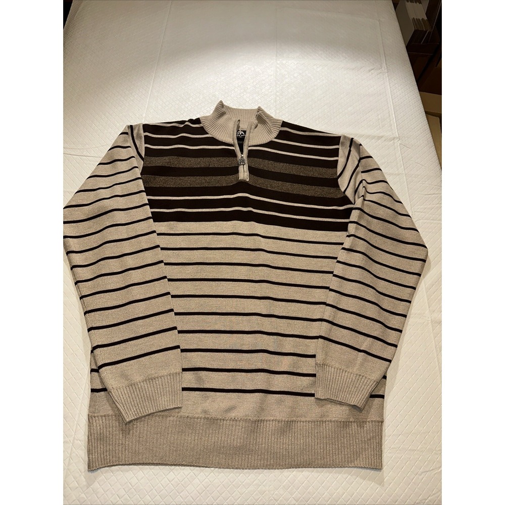 Red Ape Brown Stripe 1/4 Zip Pullover Knit Sweater Men's Size 2X